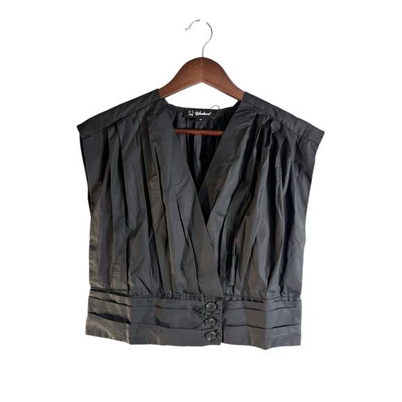 Wolf & Badger SJ Weekend Cross Heart Crop Top Wrap V Neck Blouse Side Zip 10 - Picture 6 of 16